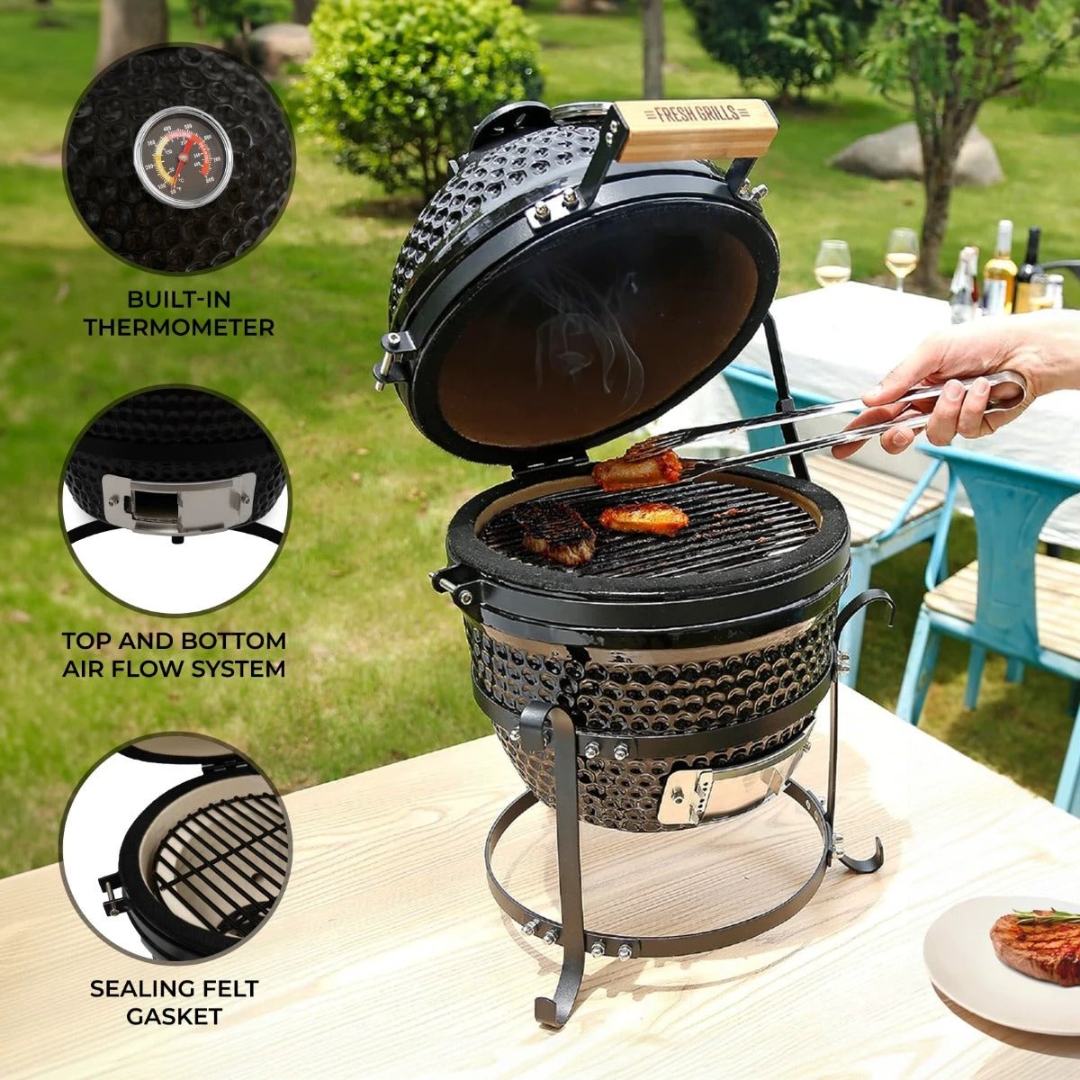Monster Shop Fresh Grills 13" Kamado BBQ Oven -