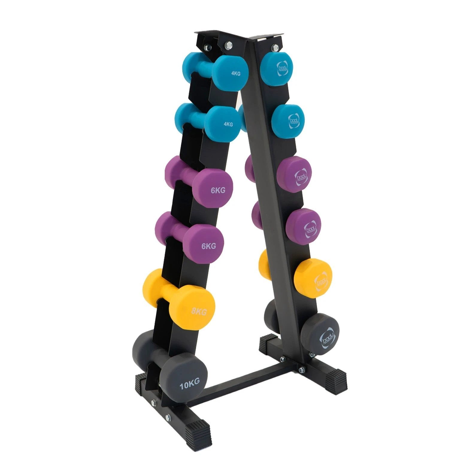 Neoprene Dumbbells Set with Rack by Monster Shop