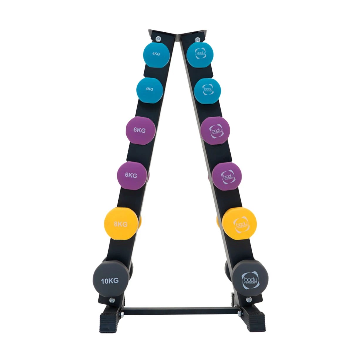 Neoprene Dumbbells Set with Rack by Monster Shop