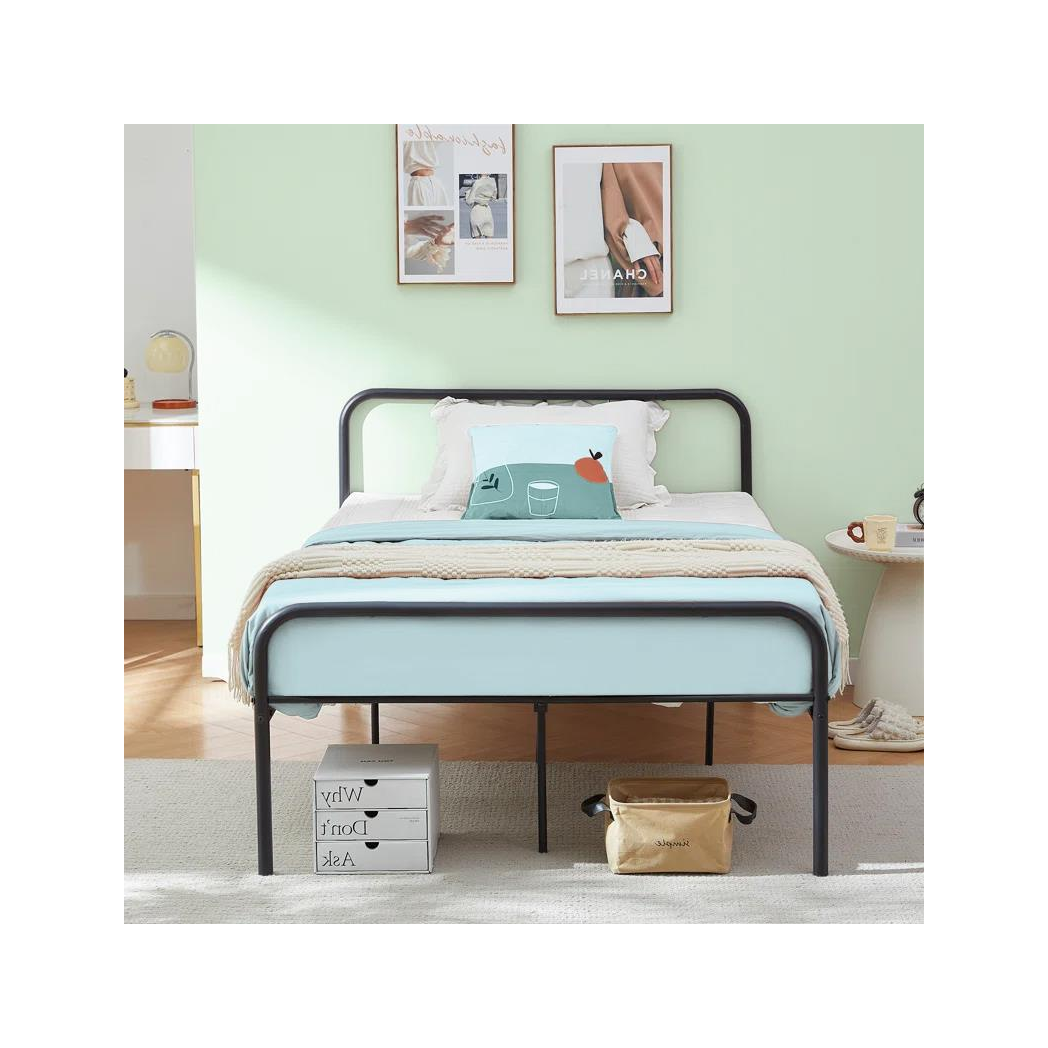 House of Home Extra Strong Single Metal Bed Frame In Black - Improved - Bed Frames
