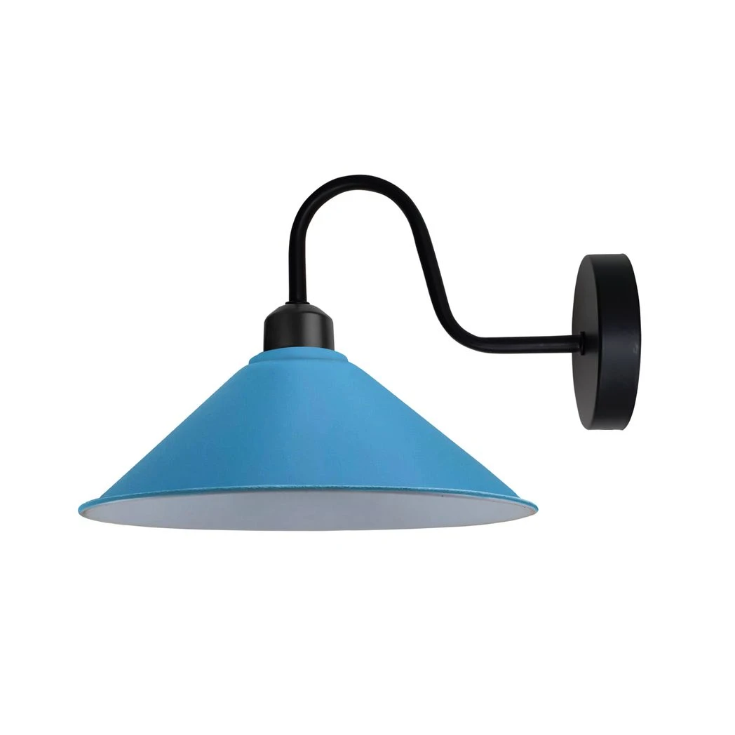 Premium Wall Light Cone Shade Swan Neck E27 Base Blue Home by Un-branded