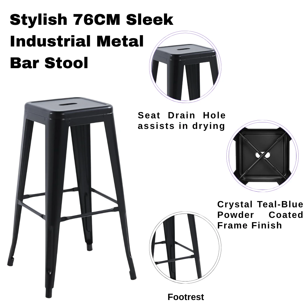 76CM BLACK METAL BAR STOOL by MSL