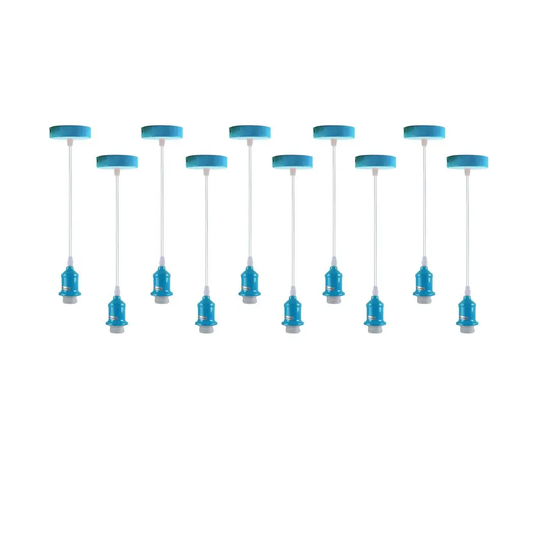 LEDSONE 10 Pack Industrial Pendant Light Fitting, lampshade addable E27 Lamp Holder Fitting Set with PVC Cable - Pendant Lights