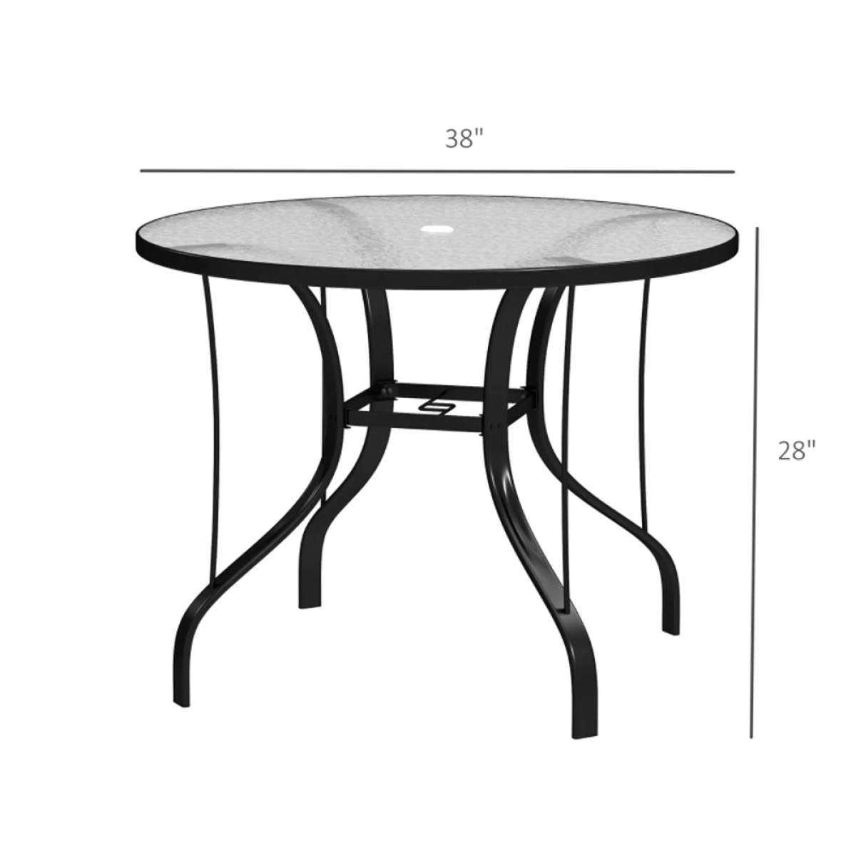 N/A HomeSym Round Glass Table UmbrellaHole Outdoor - Coffee Table