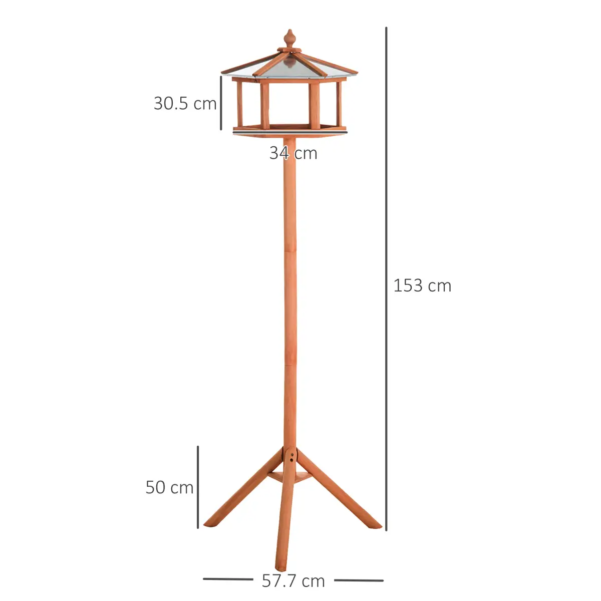 Pawhut Wooden Bird Table Free Standing Bird Feeder Parrot Stand for Garden, Patio - Bird Feeder