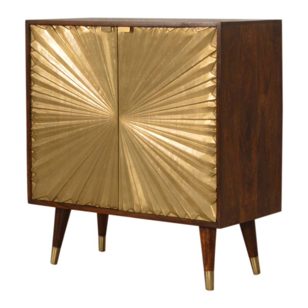 Artisan Cabinet H80cm Mango Wood Brass Doors Sunburst Pattern For Living Room Storage by Artisan Furniture