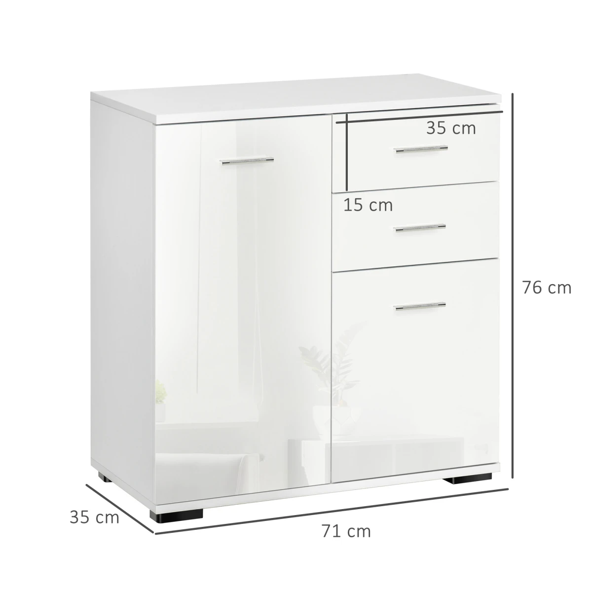 Unbranded White High Gloss Shoe Cabinet 2 Door 2 Drawer Hallway Storage Adjustable Shelves - Shoe Storage