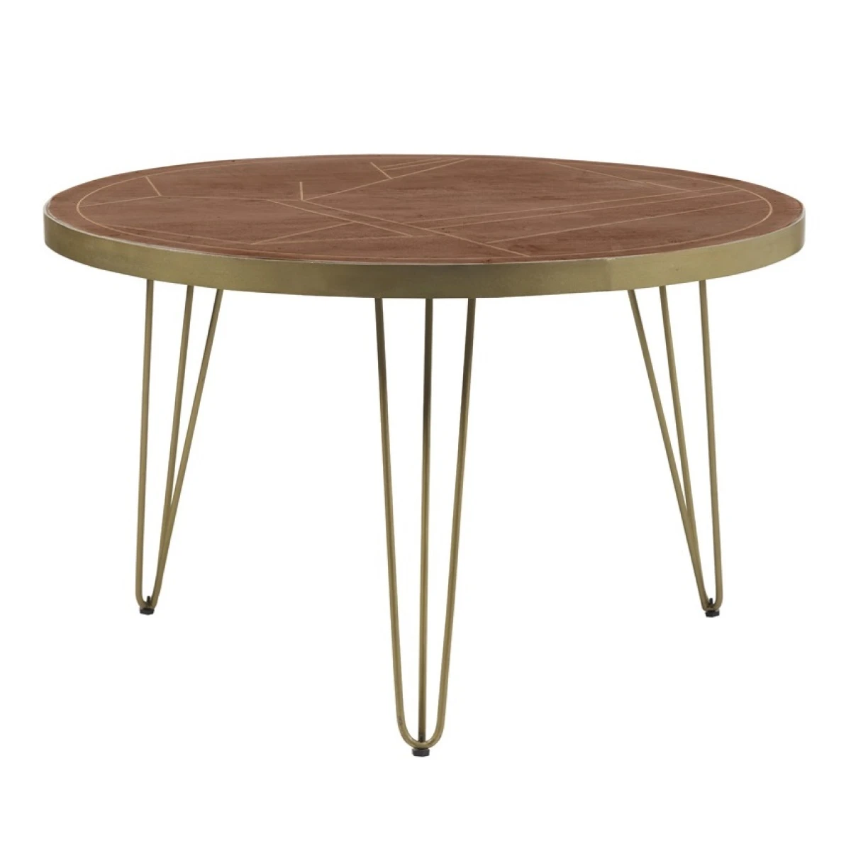 Indian Hub Dark Gold Round Dining Table Dia 48in Inlaid Metal For Homes - Dining Table