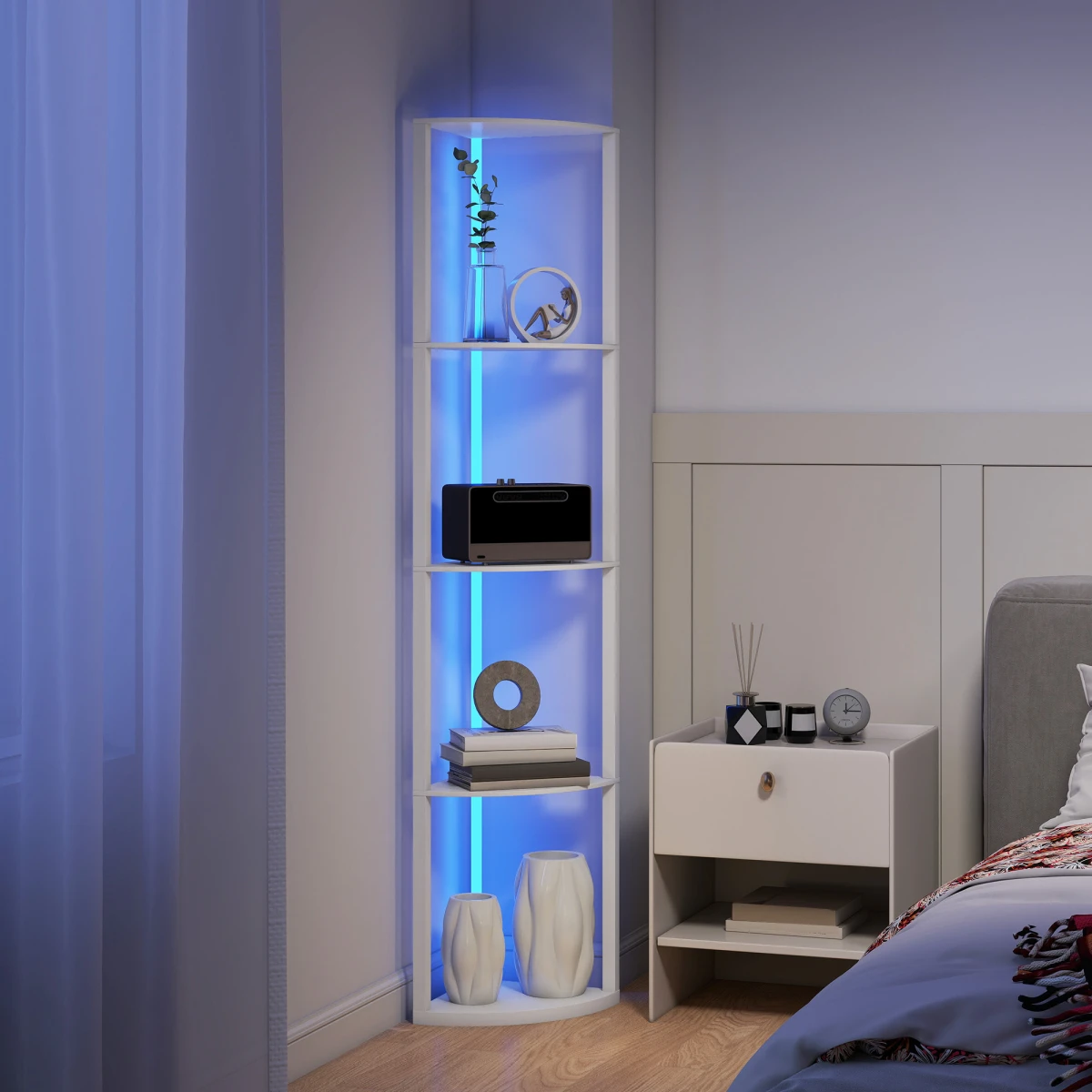 N/A Smart Shelved Floor Lamp Tall Narrow RGB Remote - Lamp