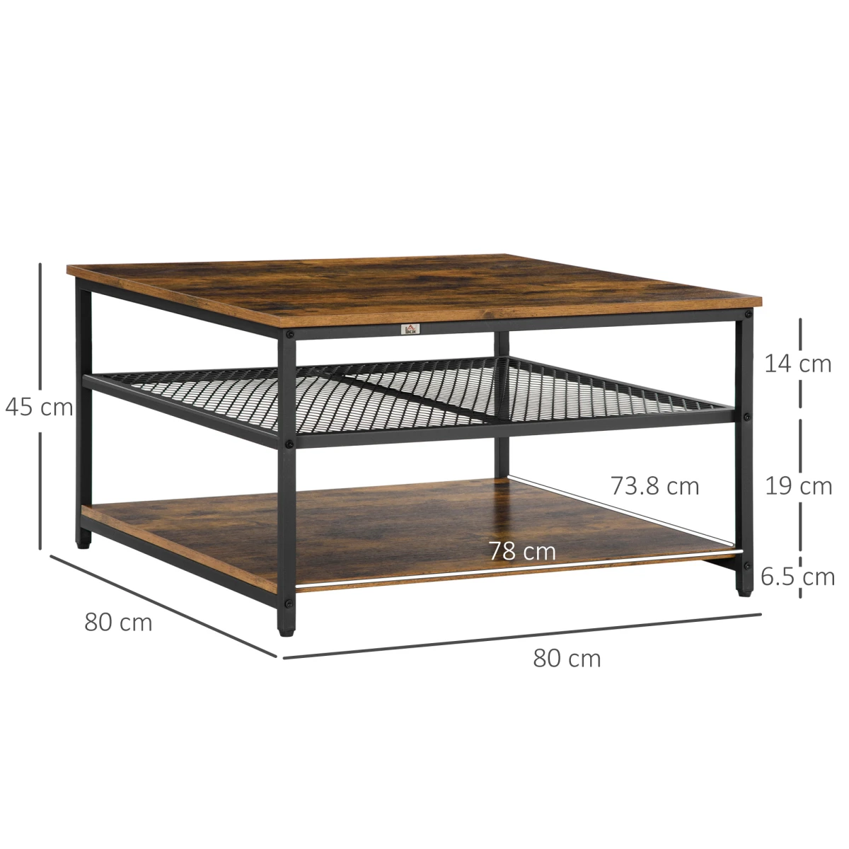Homcom HOMCOM Industrial Coffee Table 3-Tier Storage - Coffee Table