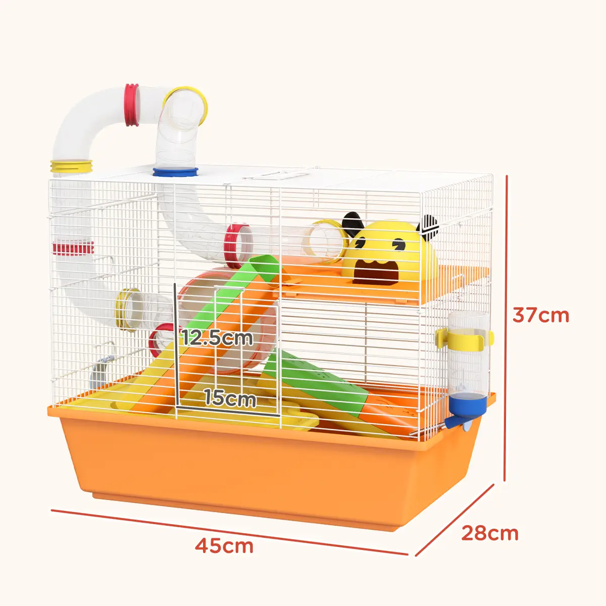 PawHut PawHut Hamster Cage, 3 Tiers Gerbil Cage for Dwarf Hamsters with Tubes, Ladder - Pet Cage