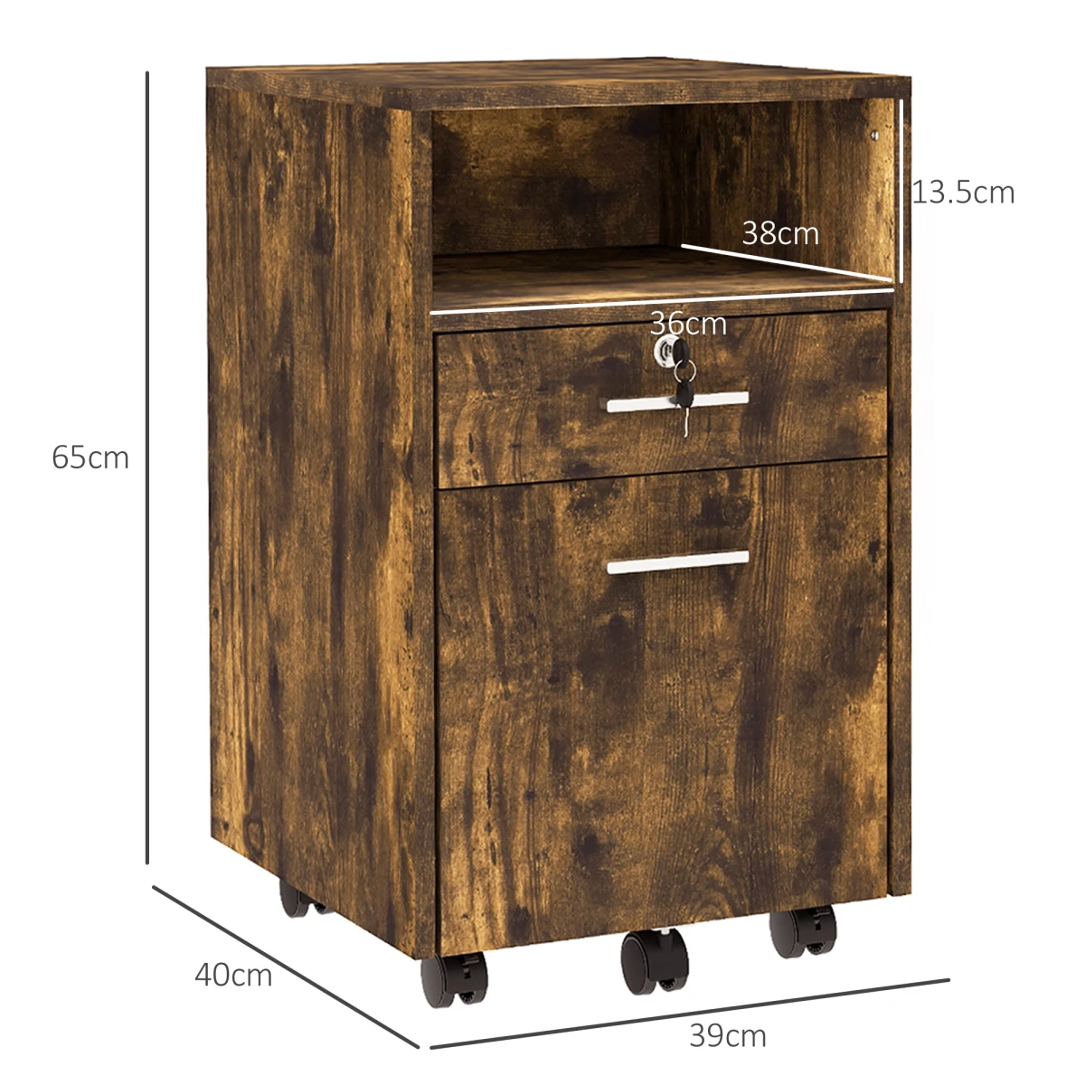 Vinsetto Vinsetto Mobile File Cabinet Lockable 5 Wheels - Filing Cabinet