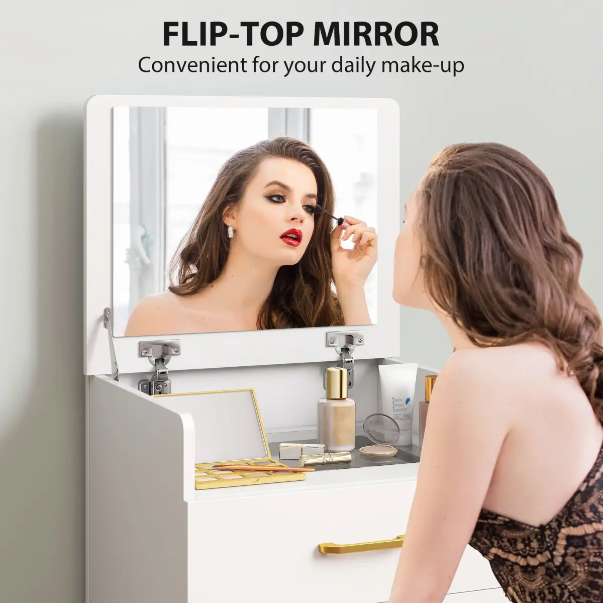 HOMCOM HOMCOM 3 in 1 Dressing Table Vanity Desk with Mirror and Cushioned Stool - Desk