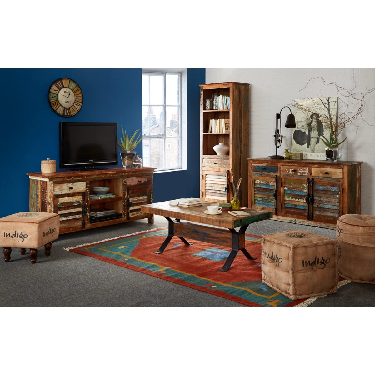 Coastal Coffee Table Reclaimed Wood Rustic Finish by Indian Hub