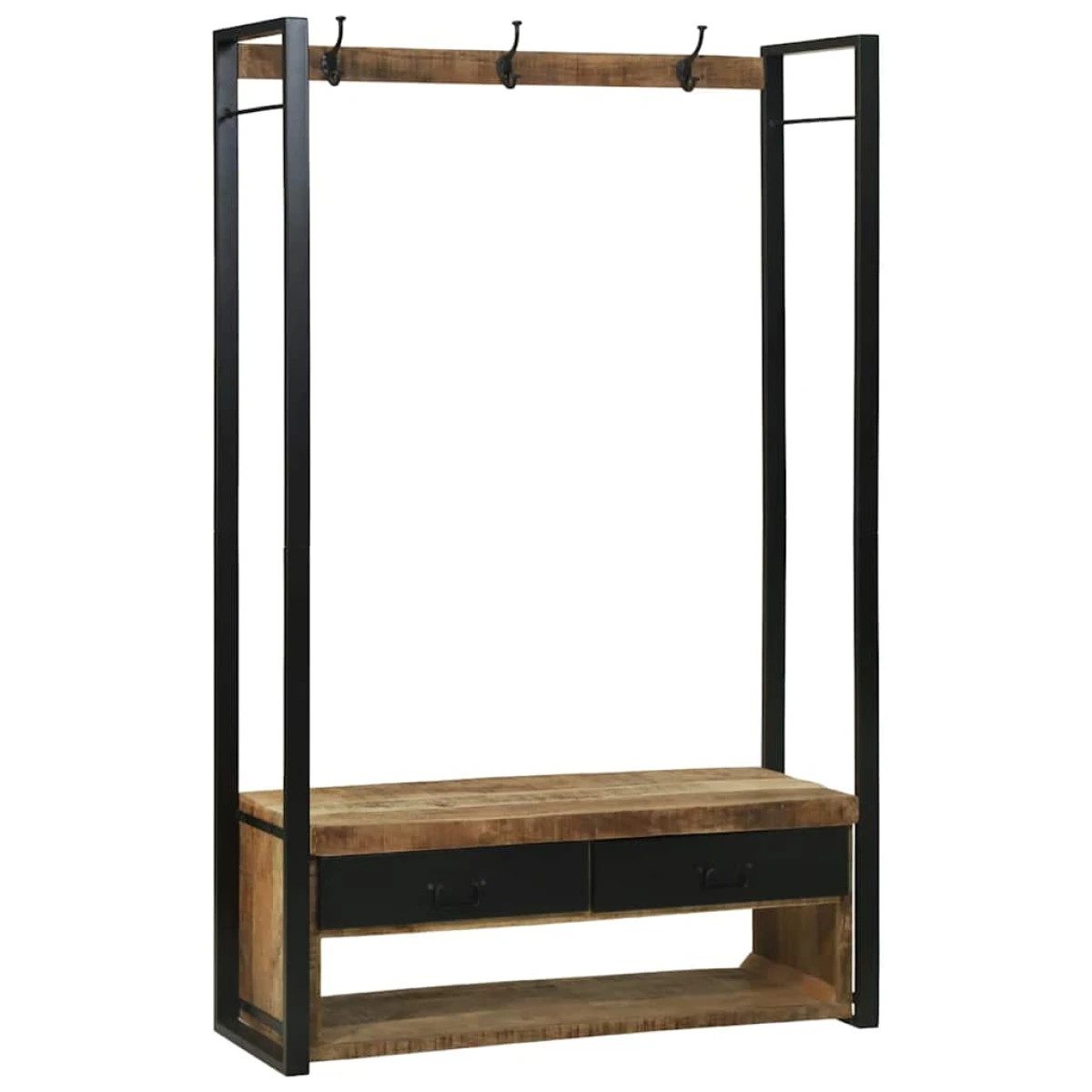 VidaXL Clothes Rack 110 x 40 x 185 cm Solid Mango Wood Industrial with Drawers and Hooks by vidaXL