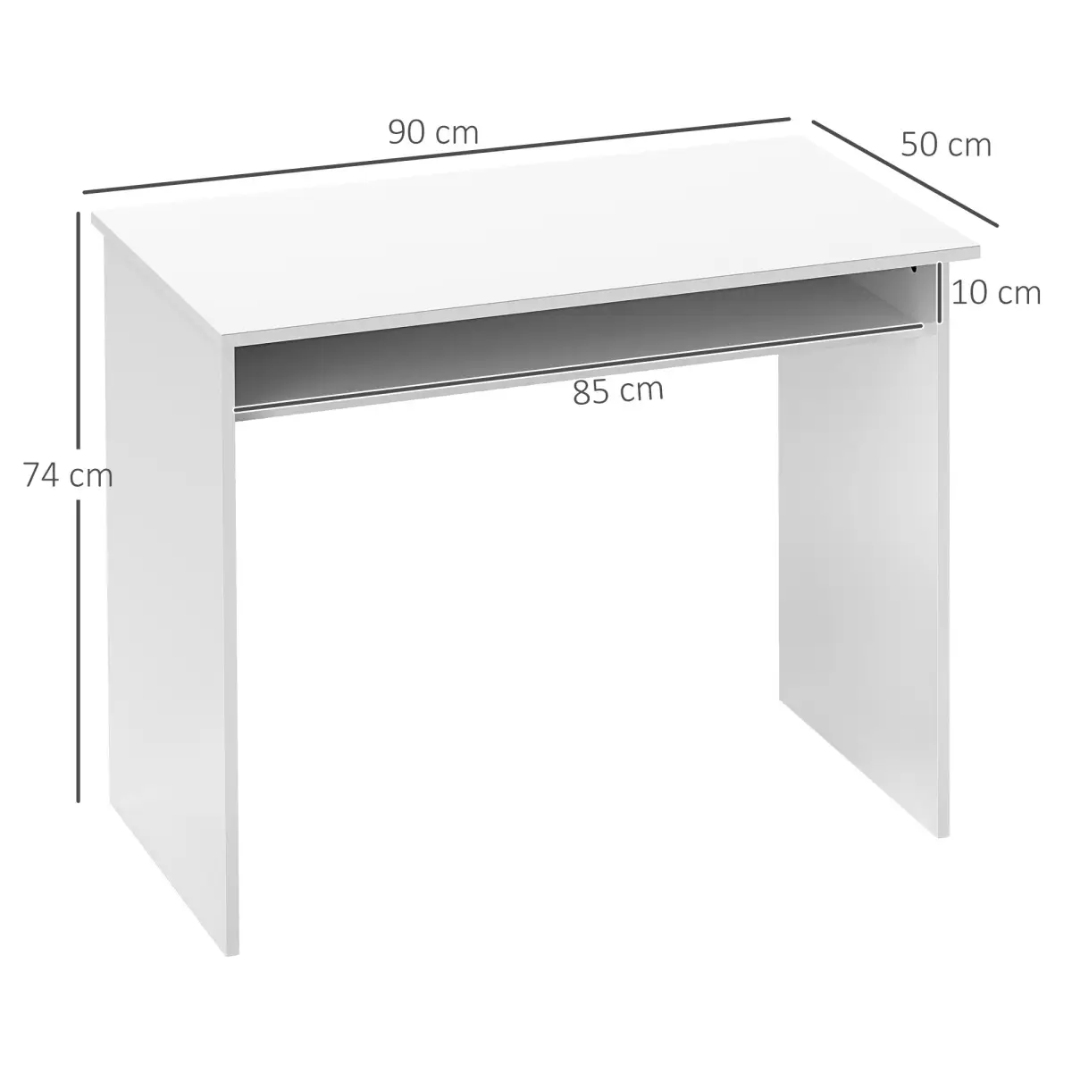 HOMCOM HOMCOM Computer Desk Writing Table Study Workstation Storage High Gloss White - Desk