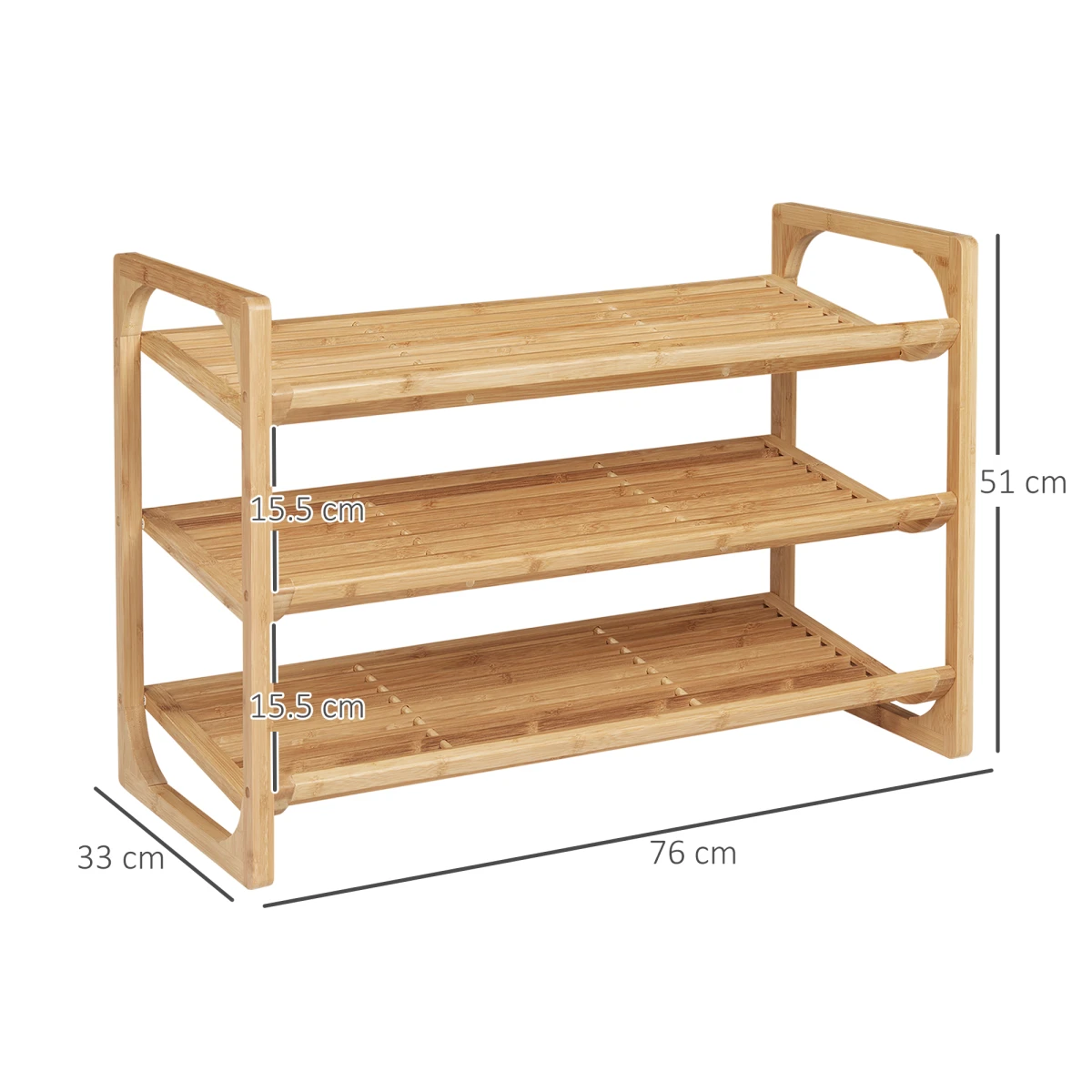 Bamboo Shoe Rack, 3-tier Shoe Storage Shelf for 9 Pair Shoes for Entryway by HOMCOM