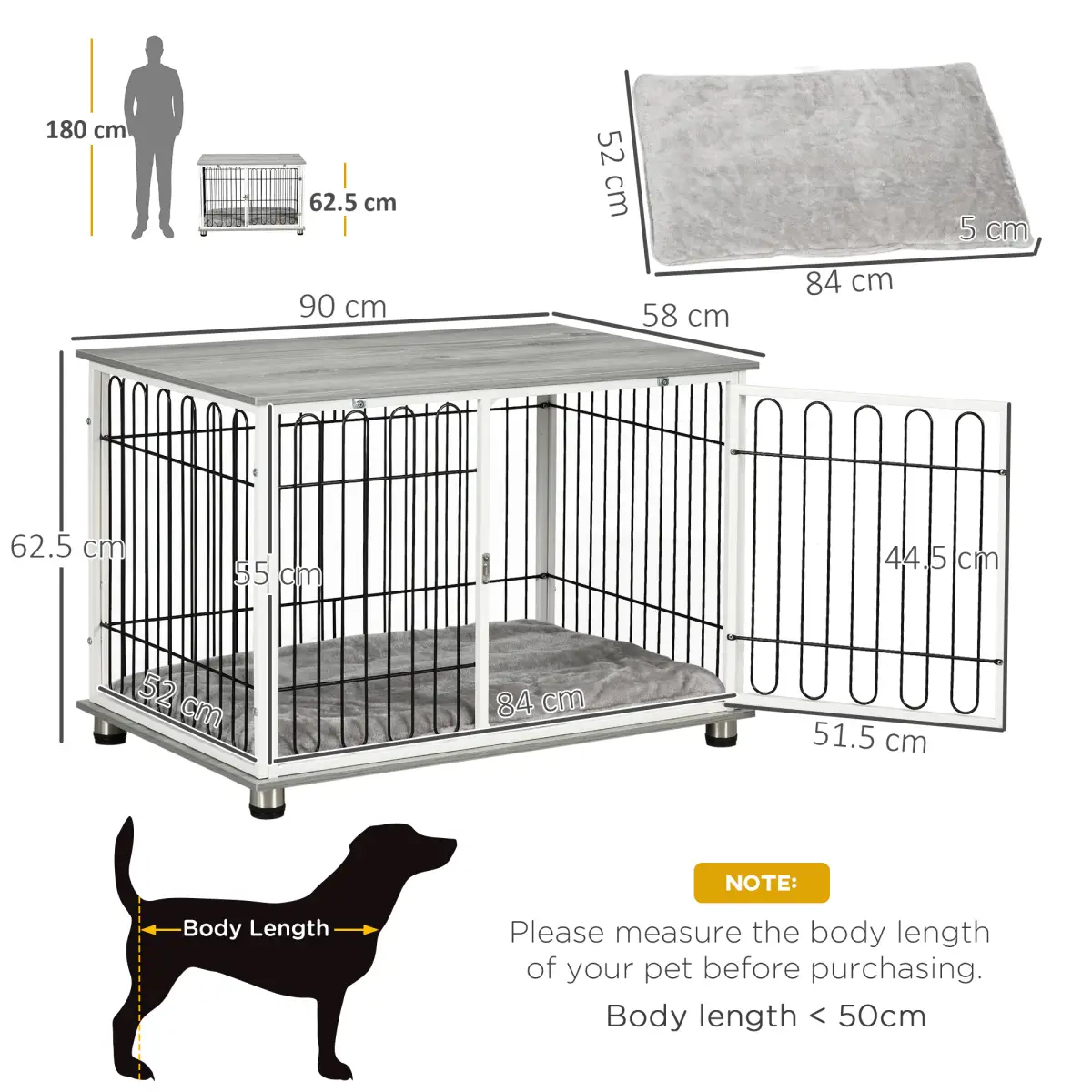 PawHut PawHut Dog Crate Furniture End Table w/ Soft Washable Cushion, Lockable Door - Dog Crate