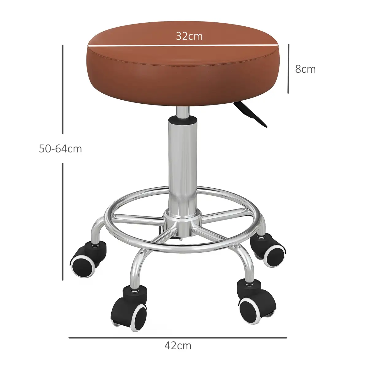 Vinsetto Vinsetto Round PU leather Salon Beautician Stool Adjustable Height, Brown - Bar Stool