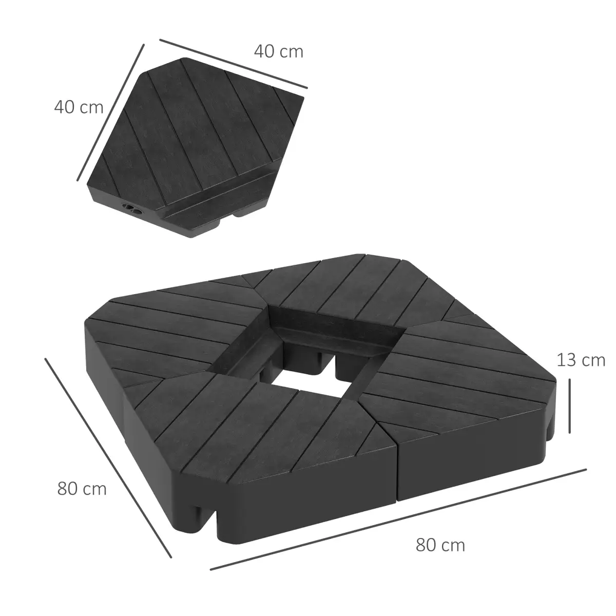 Outsunny Outsunny Umbrella Weights for Offset Parasols, 80kg Sand or 60kg Water Filled - Parasol