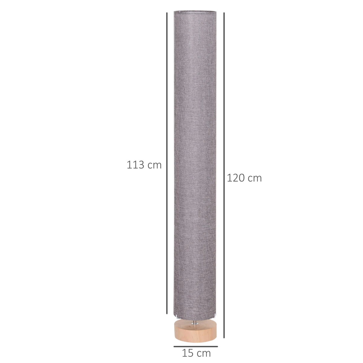 Contemporary Wooden Base Floor Lamp 120 cm with Linen Shade by HOMCOM