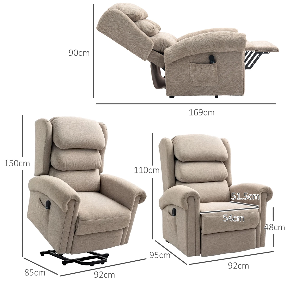 HOMCOM Lift Recliner Chair Oversized Remote for Elderly by HOMCOM