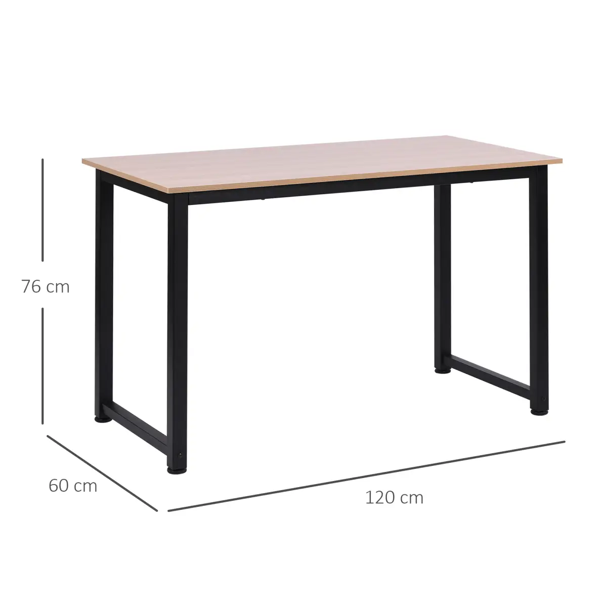 HOMCOM Computer Desk W/ Black Metal Frame MDF, 120W x 60D x 76Hcm-Oak Grain Tone - Desk
