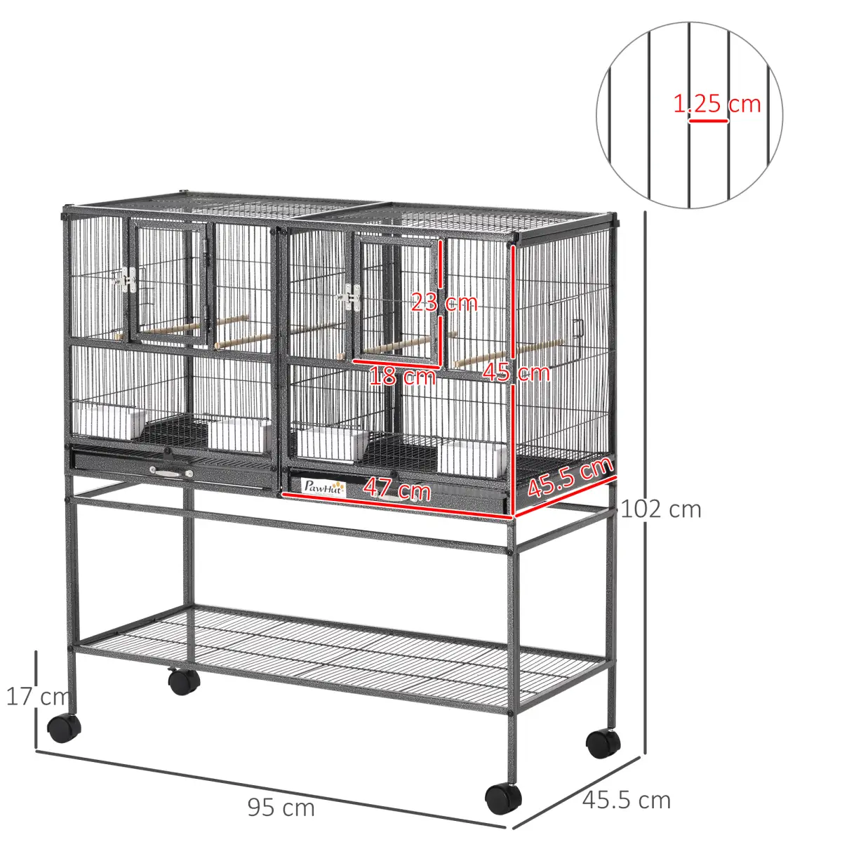 Unbranded Large Bird Cage for Finch Canaries Parakeets Cockatiels W/ Food and Water Bowls - Bird Cage