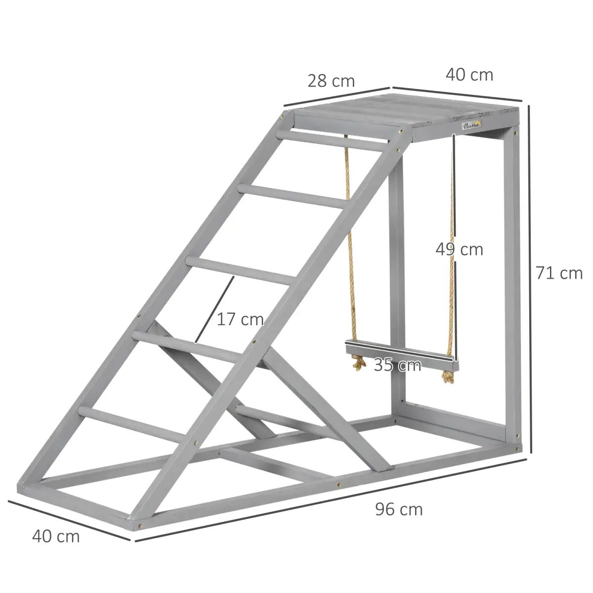 PawHut PawHut Chicken Coop Toy with Swing, Ladder, Platform for 2 Chickens, Hens, Grey - Chicken Coop