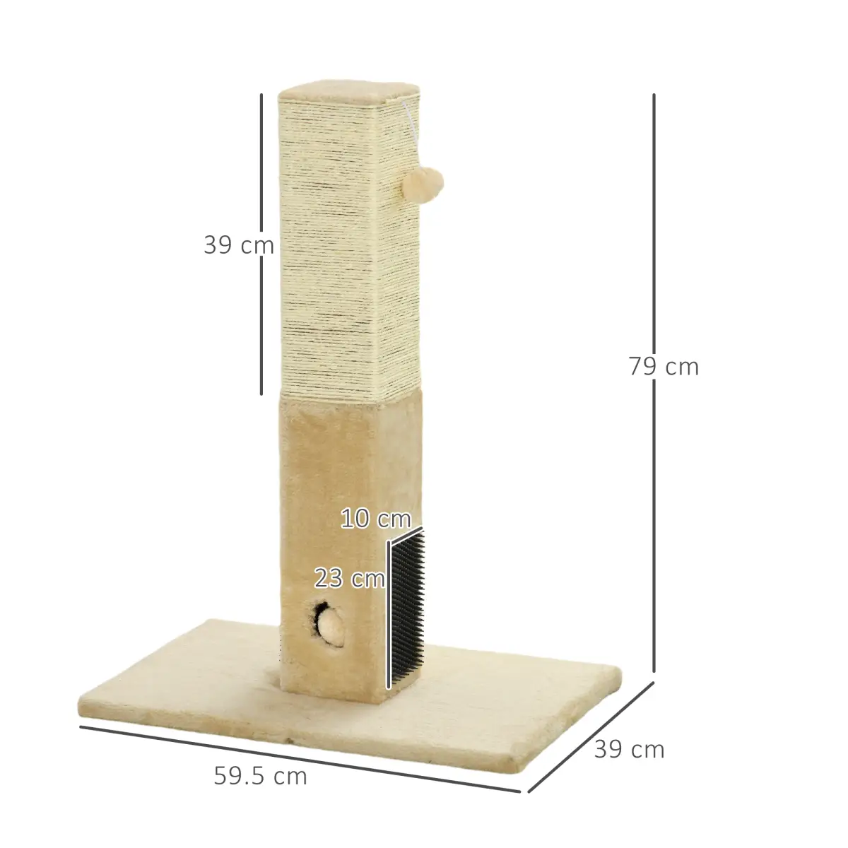 PawHut PawHut Cat Scratching Post Scratcher Climber w/ Carpet Base Hanging Toy - Beige - Cat Tree