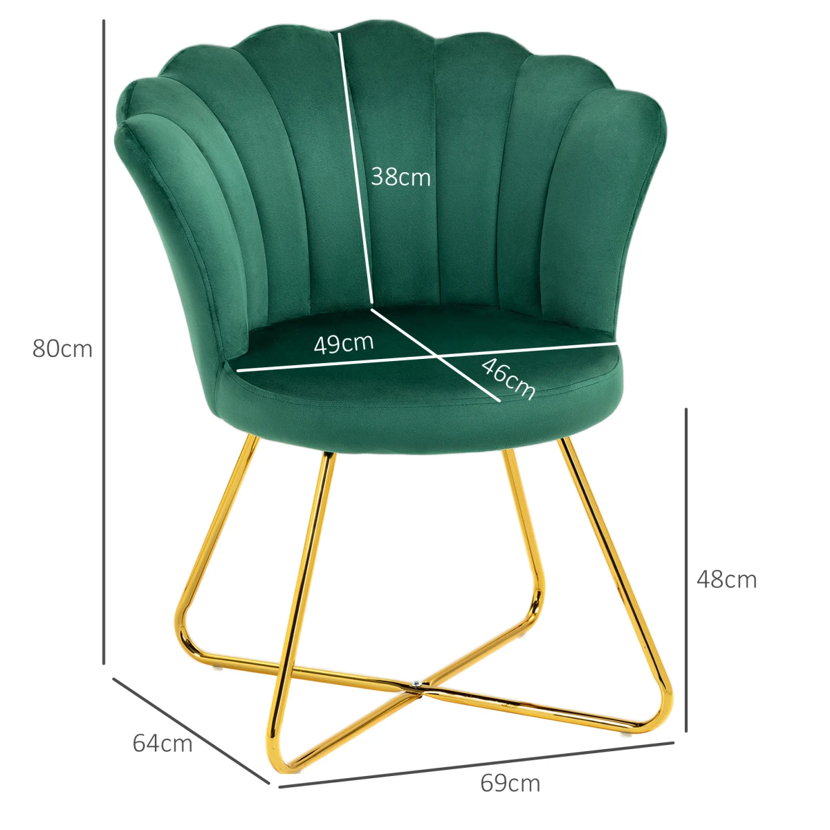 HOMCOM HOMCOM Velvet Accent Chair Lotus Backrest Green Living Room - Accent Chair