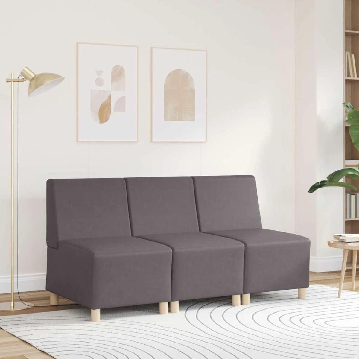 vidaXL VidaXL Armless Modular Sofa 55x74x82 Grey Faux Leather - Sofa