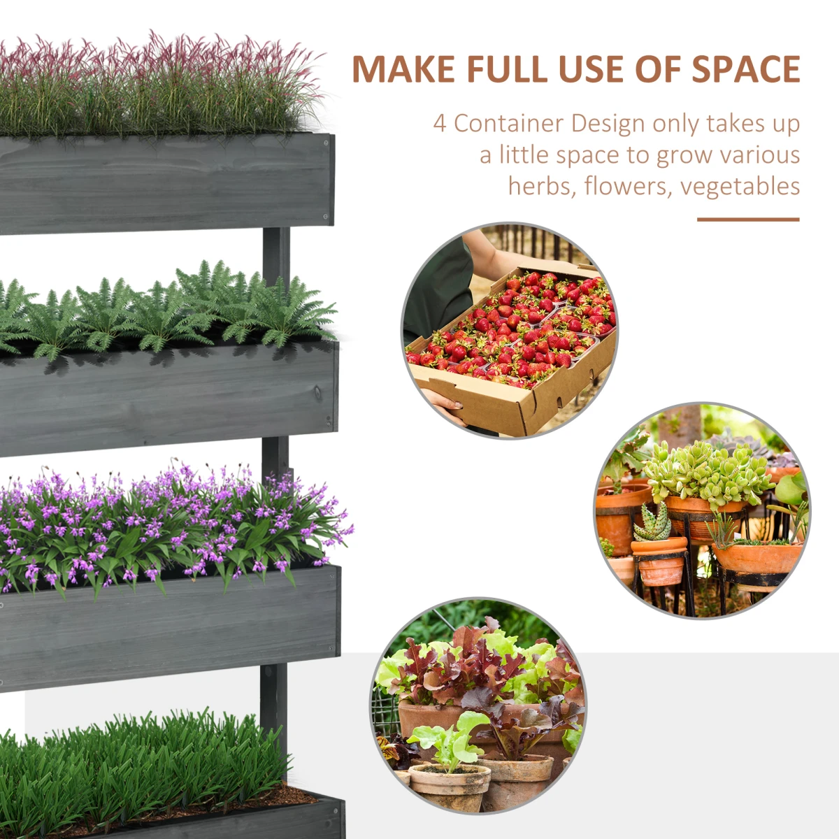 N/A Galvanized Garden Planter Tower 4 Tier Breathable Outdoor - Planters