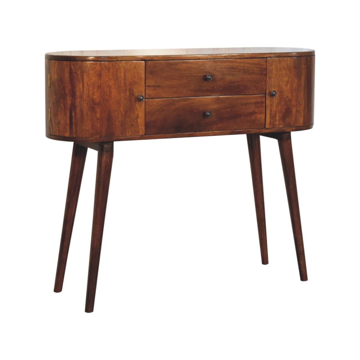 Artisan Solid Wood Grove Chestnut Console Table Slim Profile 2 Drawers 2 Cabinets Entryway by Artisan Furniture
