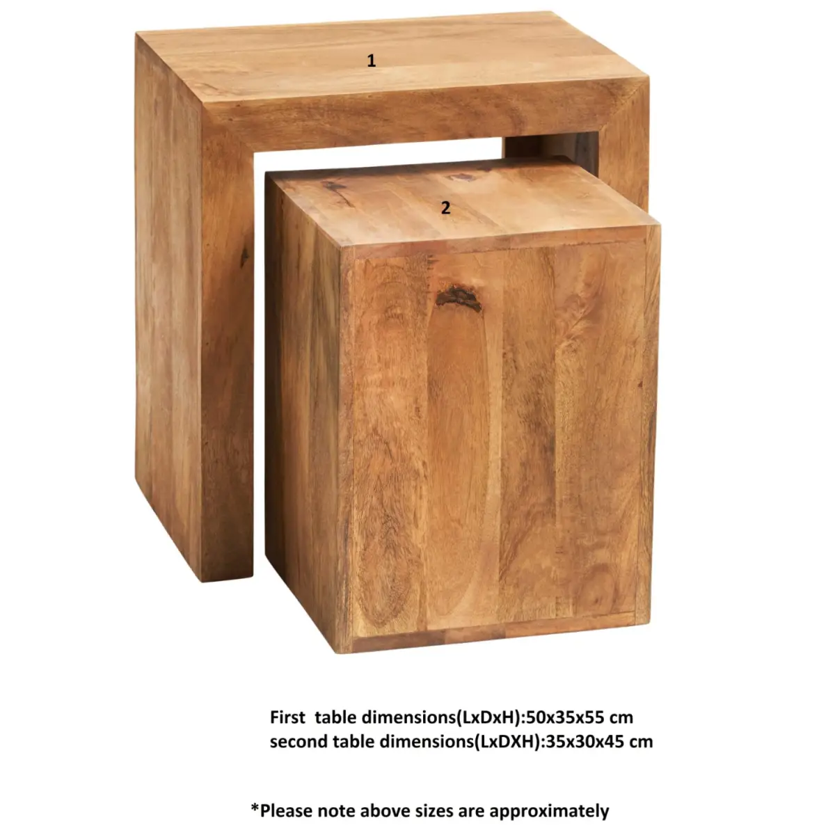 Indian Hub Toko Light Mango Cubed Nest Of 2 Tables - Nest of Tables