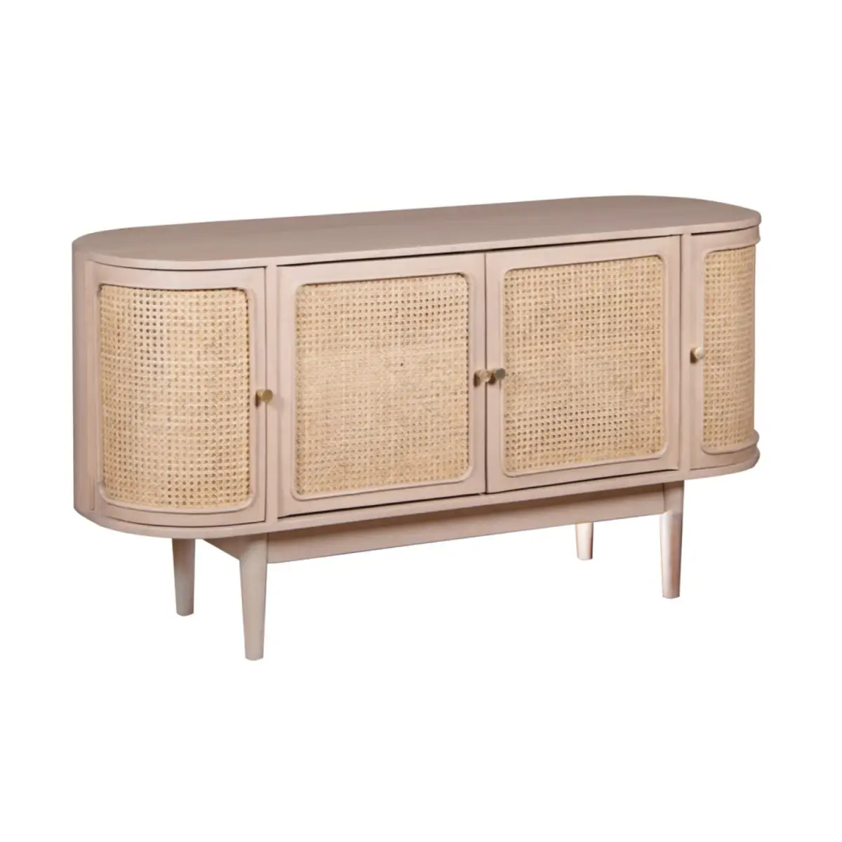 Indian Hub Valencia Cane & Mango Wood 4 Doors Sideboard - Sideboard