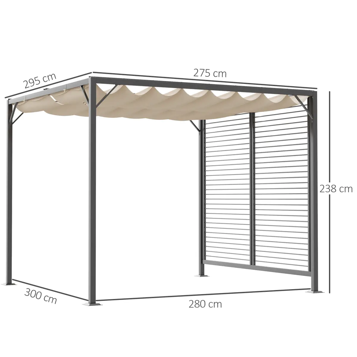 Outsunny Metal Pergola Patio Sun Shelter Grape Tent Retractable Canopy UV Cut - Gazebos