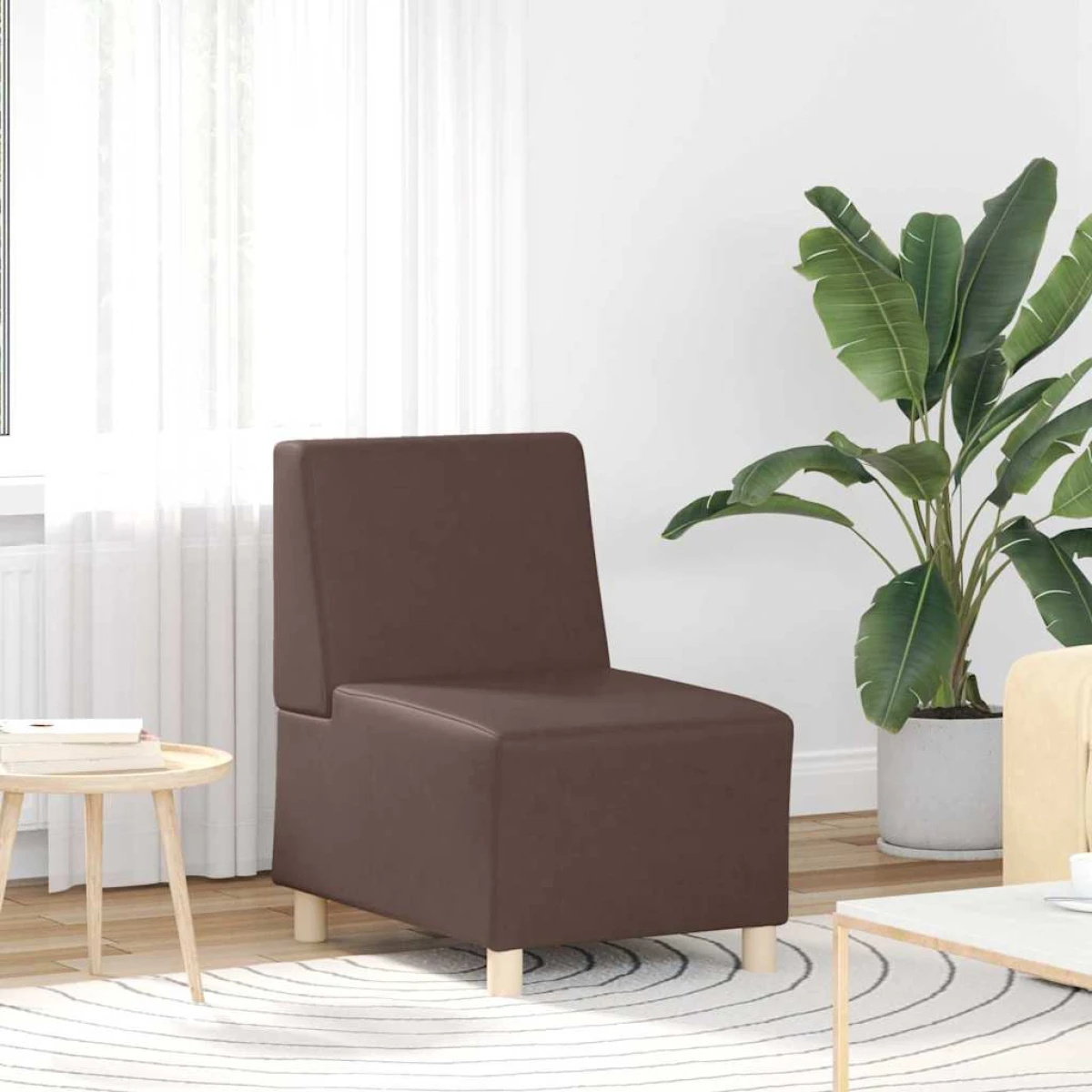 vidaXL Armless Modular Sofa Unit 55x74x82 cm Brown Finish by vidaXL