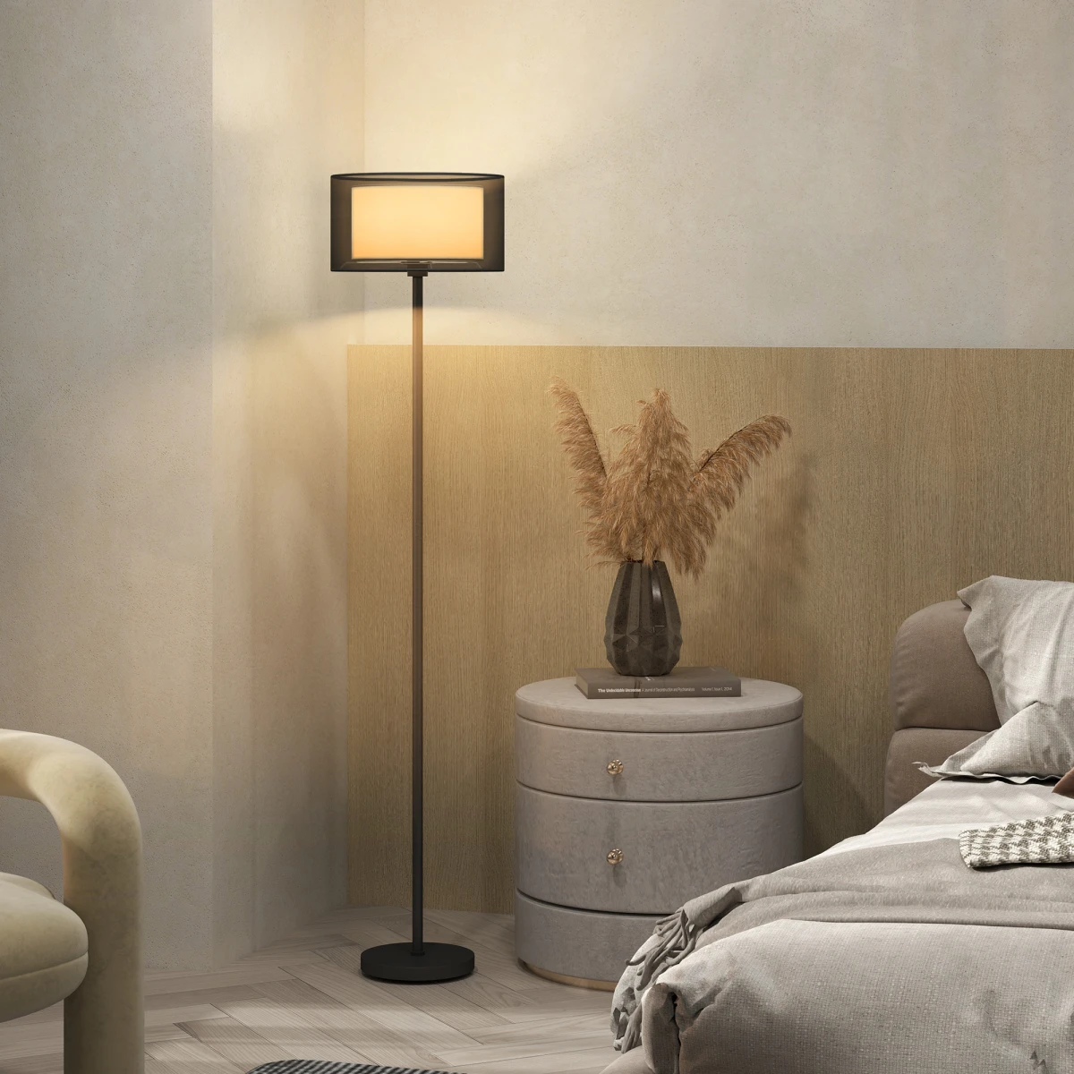 N/A Quality Floor Lamp Dual-Tone Shade Foot Switch - Lamp