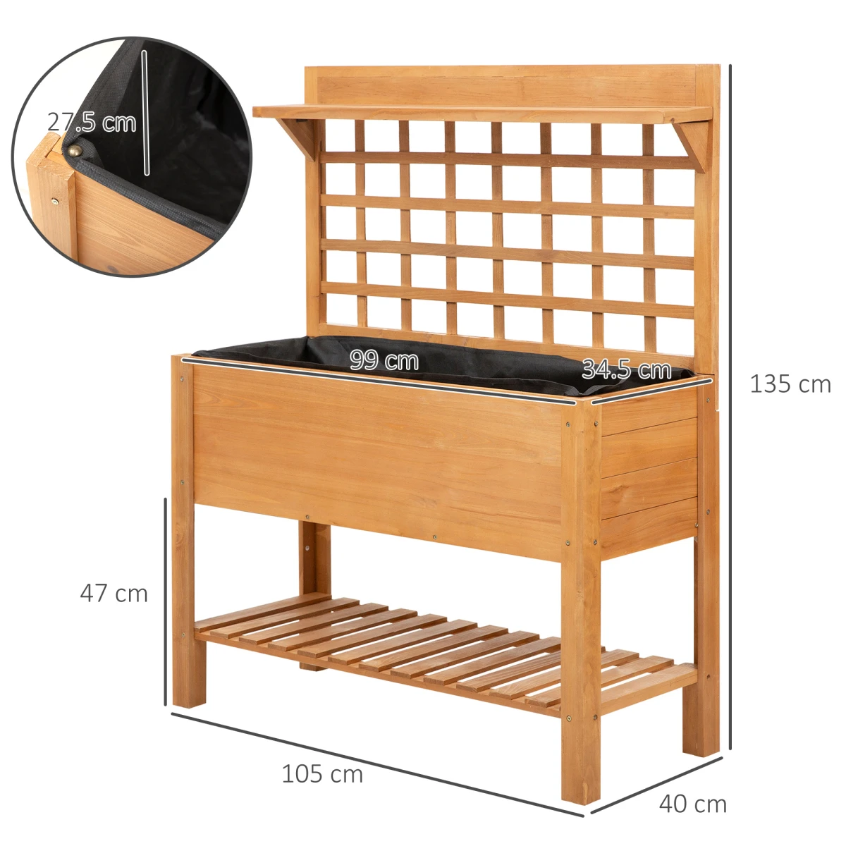 Outsunny Outsunny Wooden Planter 105x40x135cm Two Shelves Garden - Planters