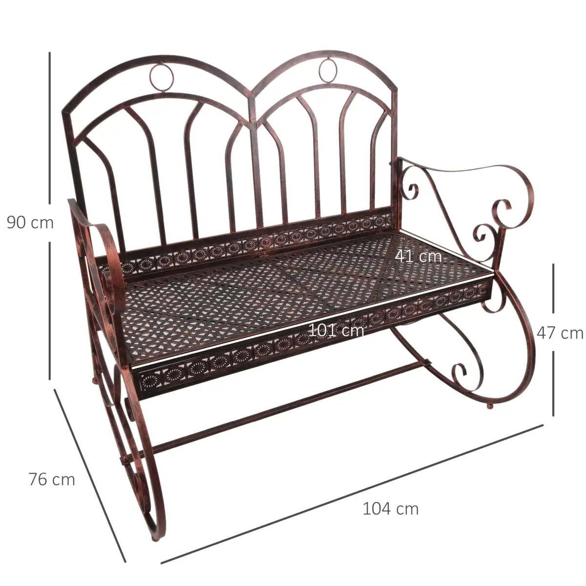 Outsunny Rocking Chair Swing Bench Loveseat Metal Bronze Garden Outdoor - Hammocks