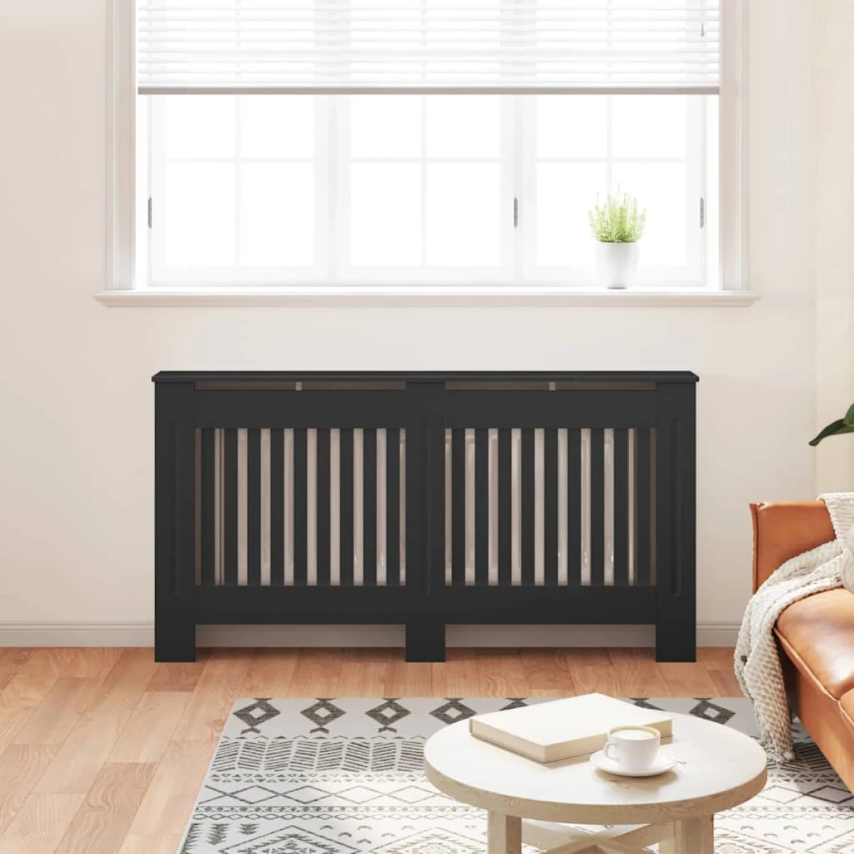 vidaXL VidaXL Radiator Cover 152x19x81.5cm Black Living - Radiator
