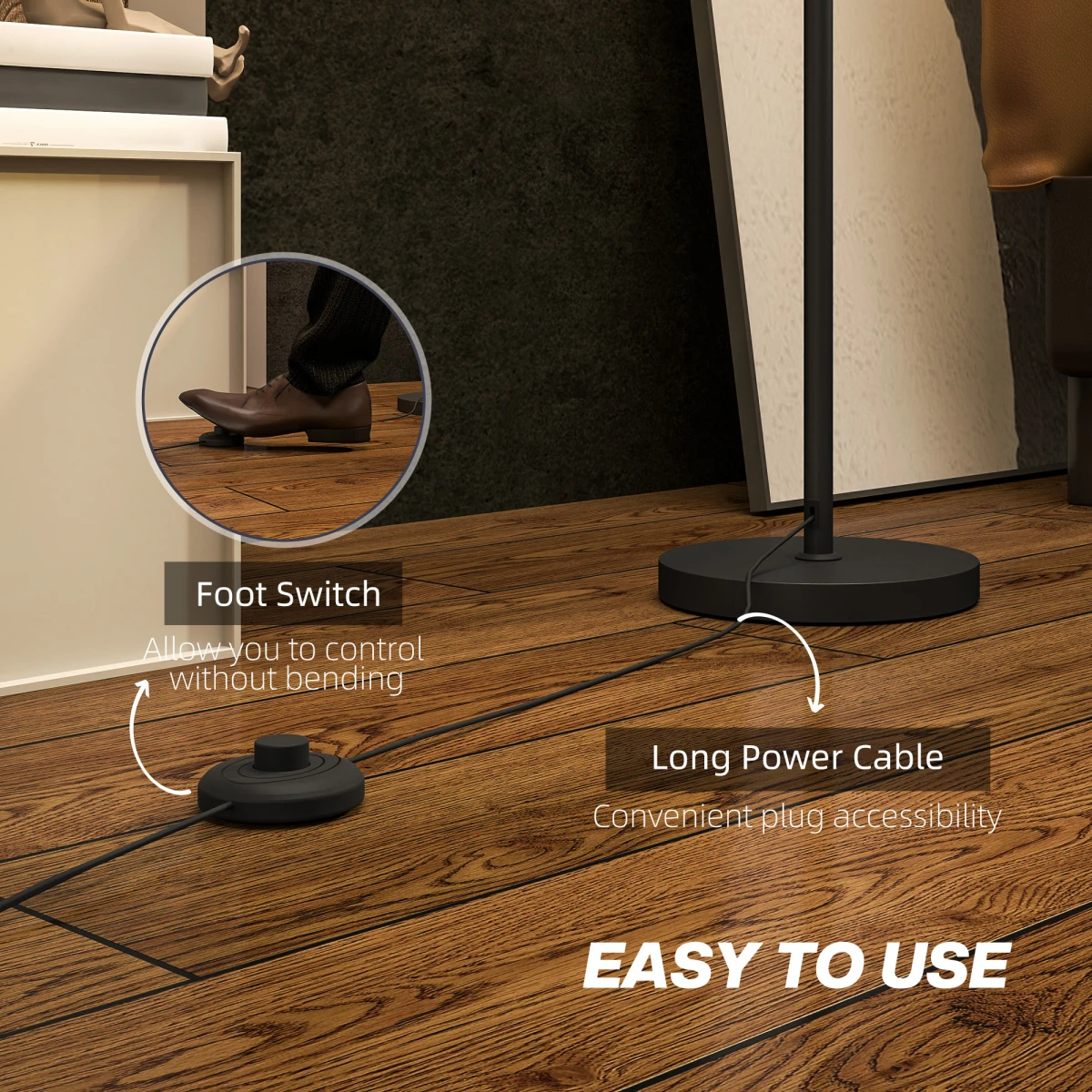 N/A Modern Floor Lamp With Linen Shade 163cm Tall 22cm Base Foot Switch Easy Assembly LED Or Halogen Compatible - Lamp