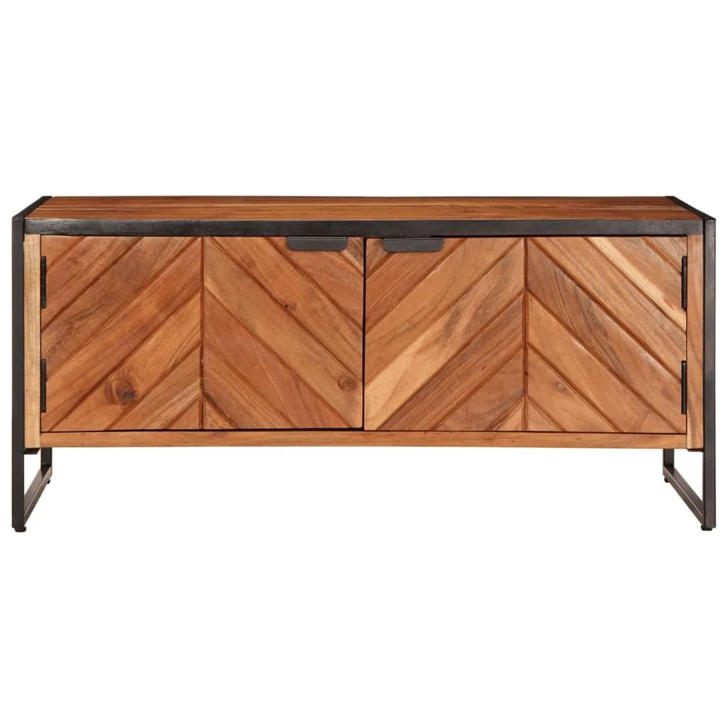 vidaXL VidaXL Coffee Table 90x55x40 Cm Solid Acacia Wood With Sturdy Black Metal Frame For Living Room Decor - Coffee Table
