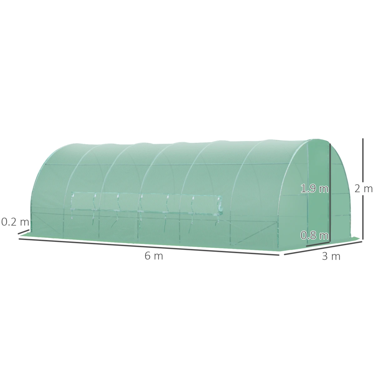 Outsunny Reinforced Walk In Polytunnel Greenhouse 6M By 3M Steel Frame Ideal For Year Round Gardeners - Greenhouse