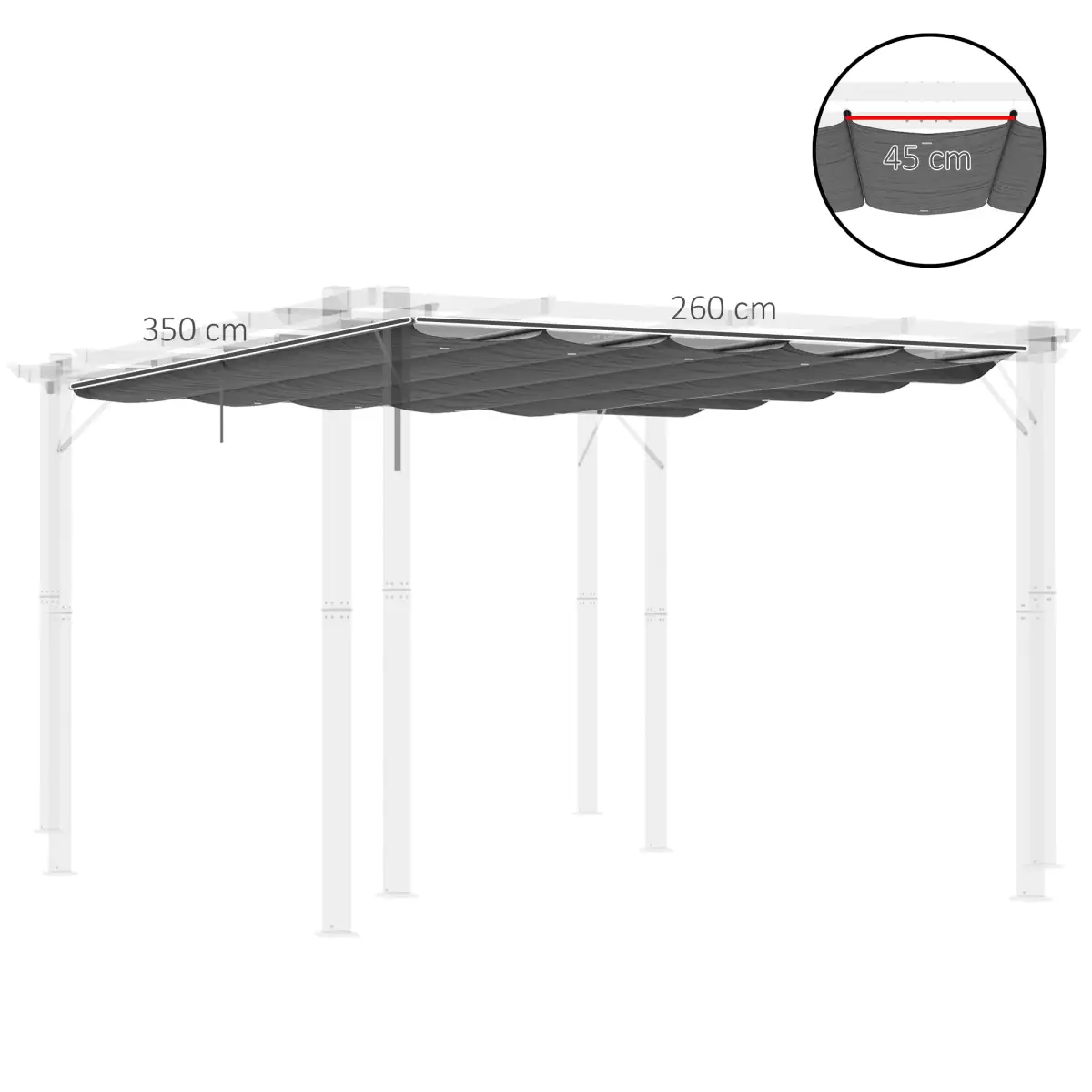 Outsunny Outsunny Pergola Shade Cover Replacement Canopy for 4 x 3(m) Pergola, Grey - Gazebos