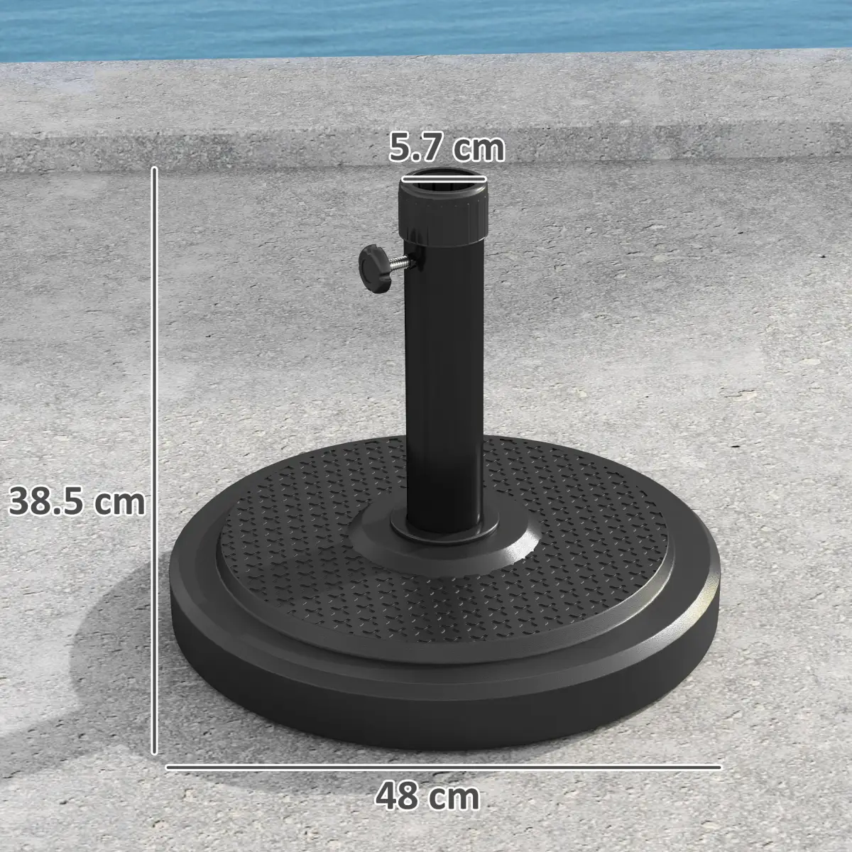 Outsunny Outsunny 22kg Garden Parasol Base, Round HDPE Sun Umbrella Base, Black - Parasol