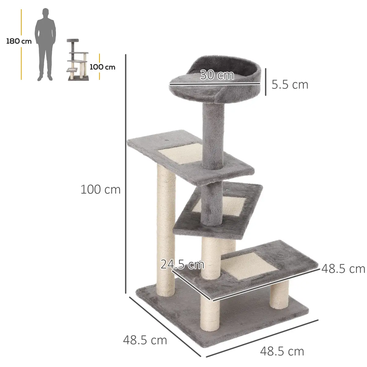 Unbranded Cat Tree Activity Center Kitten Climbing Tower Scratching Post Plush Pawhut - Cat Tree