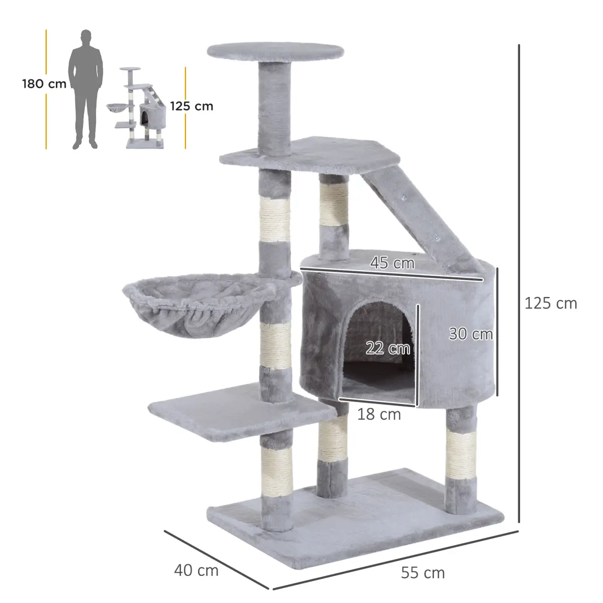 Unbranded Deluxe Cat Tree Climb Post Kitten Scratching Condo Furniture Activity Pawhut - Cat Tree