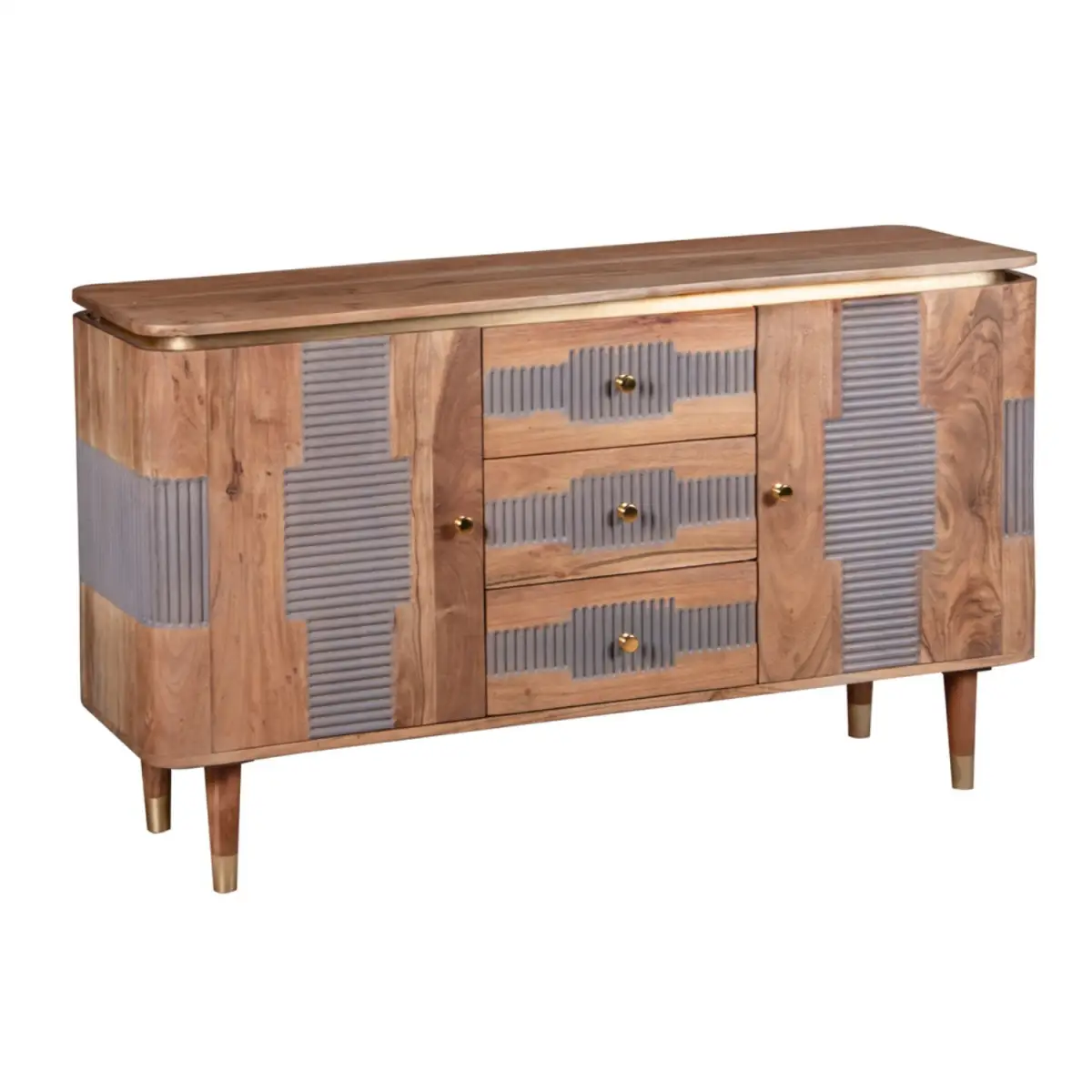 Indian Hub Wilton Acacia Wood 2 Doors 3 Drawers Sideboard - Sideboard